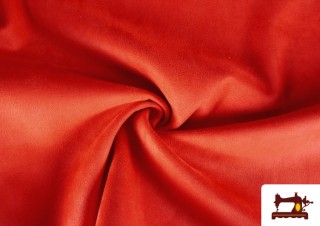 Tissu Velours Suédine en Maille Colorée pour Vêtements couleur Rouge