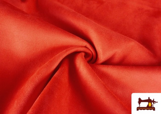 Acheter Tissu Velours Suédine en Maille Colorée pour Vêtements couleur Rouge