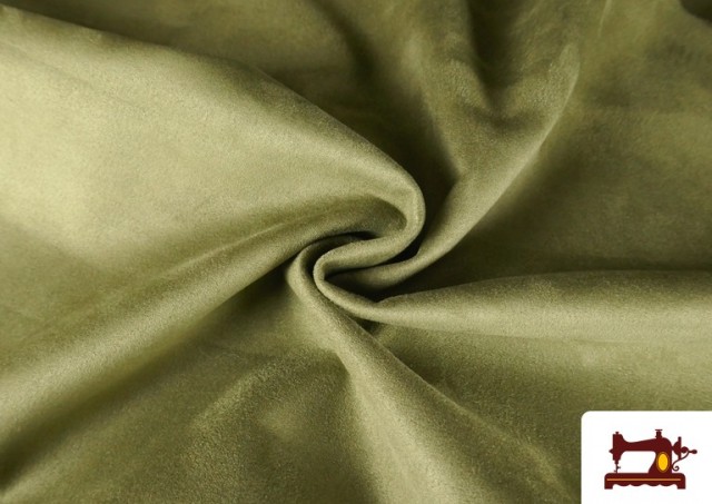 Vente de Tissu Velours Suédine en Maille Colorée pour Vêtements couleur Kaki