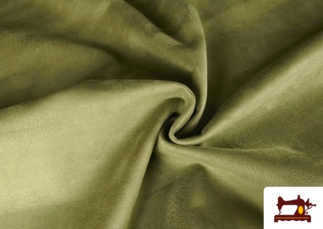Acheter en ligne Tissu Velours Suédine en Maille Colorée pour Vêtements couleur Kaki