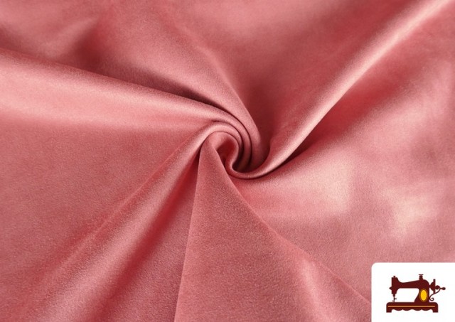 Vente en ligne de Tissu Velours Suédine en Maille Colorée pour Vêtements couleur Rose pâle