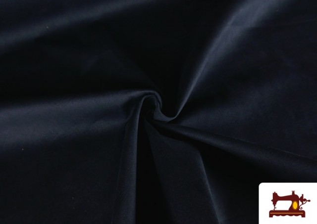 Acheter en ligne Tissu Velours Suédine en Maille Colorée pour Vêtements couleur Bleu Marine