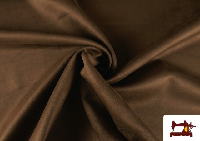 Tissu Velours Suédine en Maille Colorée pour Vêtements couleur Brun
