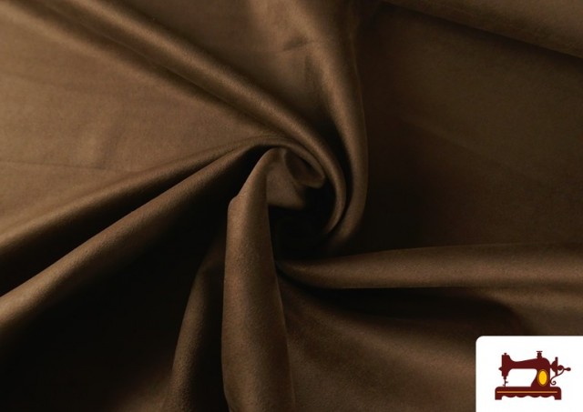 Tissu Velours Suédine en Maille Colorée pour Vêtements couleur Brun