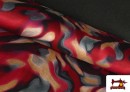 Tissu jersey roma imprimé effets aquarelle tons terre couleur Grenat