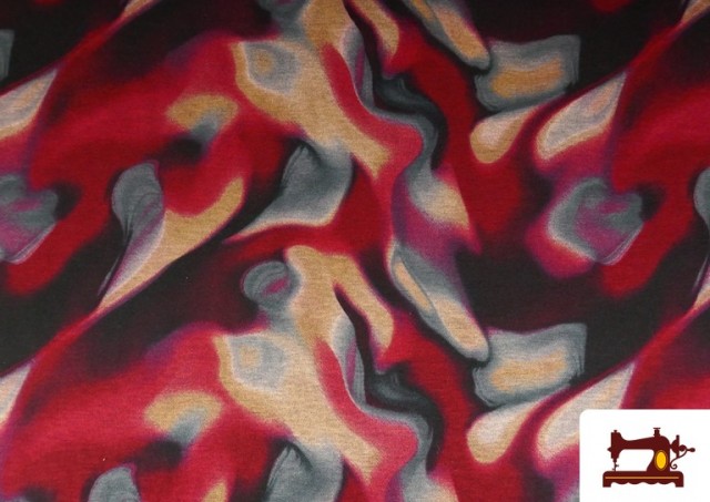 Tissu jersey roma imprimé effets aquarelle tons terre couleur Grenat