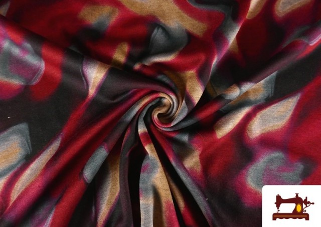 Acheter en ligne Tissu jersey roma imprimé effets aquarelle tons terre couleur Grenat