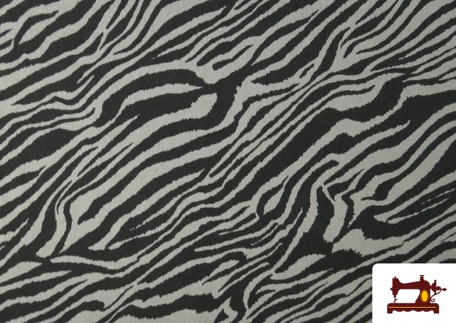 Acheter en ligne Tissu en Viscose Imprimé Zèbre Animal Print couleur Gris