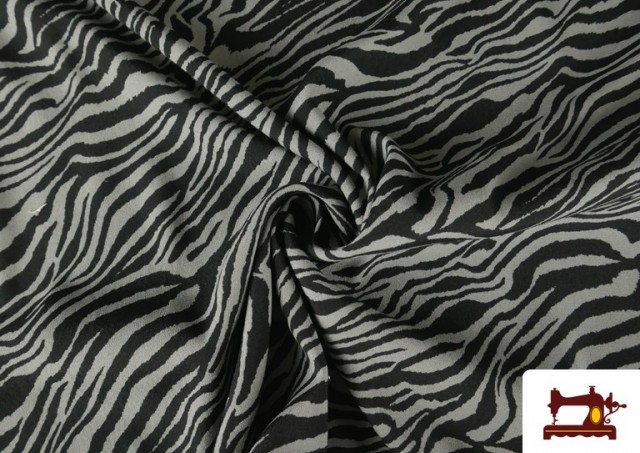 Tissu en Viscose Imprimé Zèbre Animal Print couleur Gris
