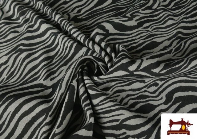 Acheter Tissu en Viscose Imprimé Zèbre Animal Print couleur Gris