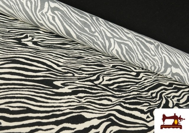 Tissu en Viscose Imprimé Zèbre Animal Print couleur Blanc