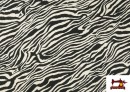 Vente de Tissu en Viscose Imprimé Zèbre Animal Print couleur Blanc
