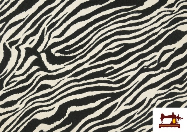 Acheter en ligne Tissu en Viscose Imprimé Zèbre Animal Print couleur Blanc