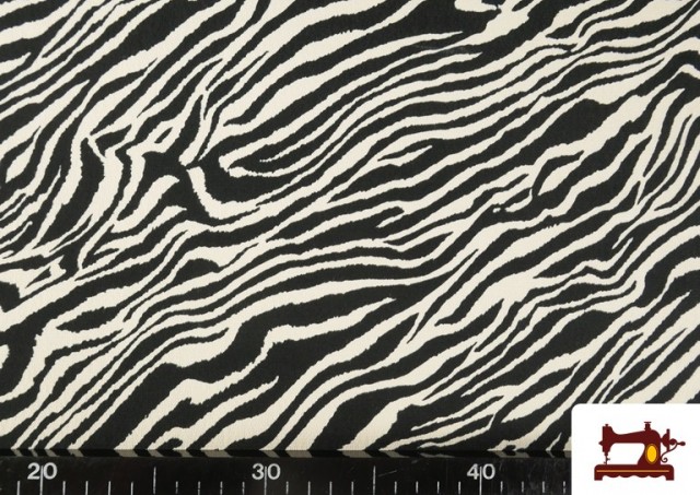 Vente en ligne de Tissu en Viscose Imprimé Zèbre Animal Print couleur Blanc