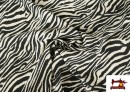 Tissu en Viscose Imprimé Zèbre Animal Print couleur Blanc