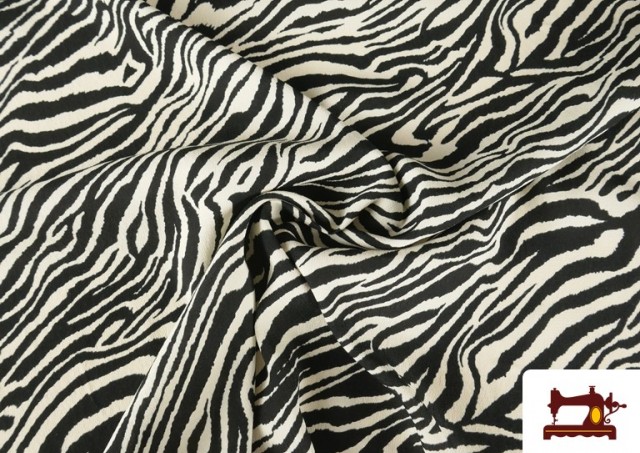 Tissu en Viscose Imprimé Zèbre Animal Print couleur Blanc