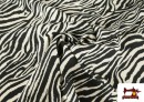 Tissu en Viscose Imprimé Zèbre Animal Print couleur Blanc