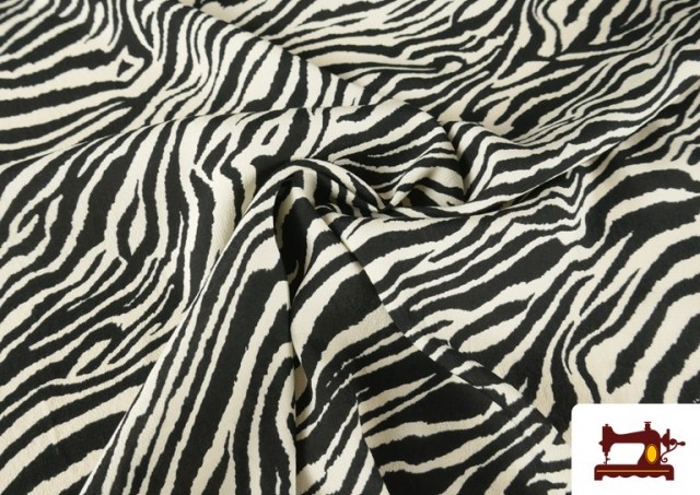 Tissu en Viscose Imprimé Zèbre Animal Print couleur Blanc
