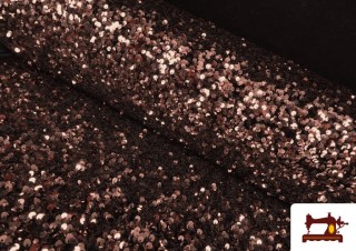 Tissu en Maille Martelé à Paillettes Rose Poudré