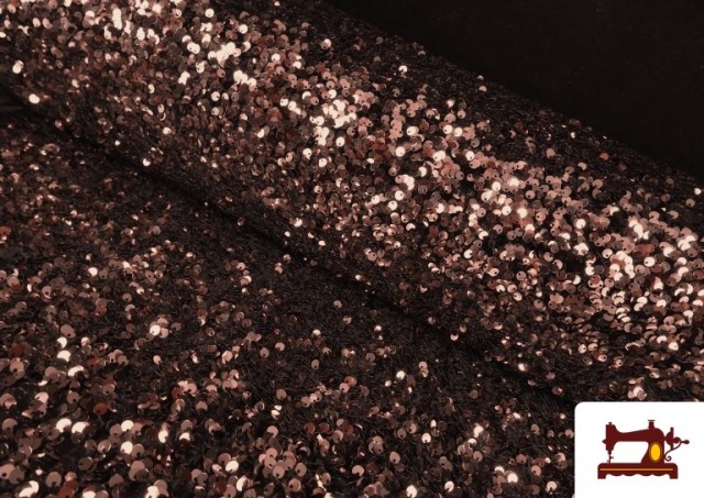 Tissu en Maille Martelé à Paillettes Rose Poudré