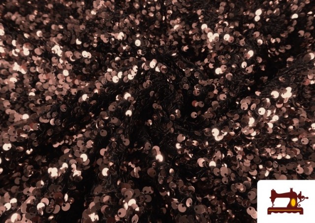 Tissu en Maille Martelé à Paillettes Rose Poudré