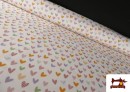 Tissu en Coton Cœurs Multicolores Enfant