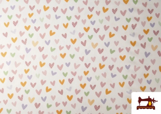 Acheter Tissu en Coton Cœurs Multicolores Enfant