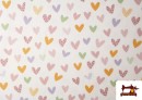 Vente de Tissu en Coton Cœurs Multicolores Enfant