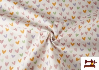 Vente en ligne de Tissu en Coton Cœurs Multicolores Enfant