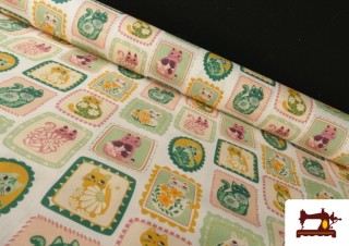 Acheter Tissu en Coton Motifs Timbres de Chats Amusants Enfant