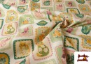 Tissu en Coton Motifs Timbres de Chats Amusants Enfant