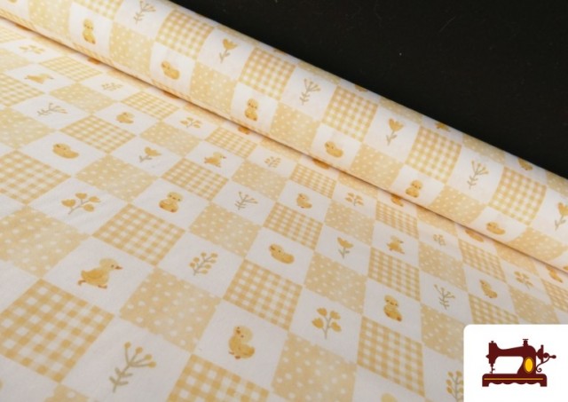 Tissu en Coton Motifs Petits Canards Jaunes Bébé Enfant