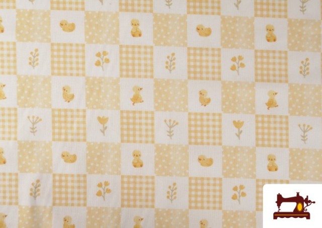 Acheter Tissu en Coton Motifs Petits Canards Jaunes Bébé Enfant