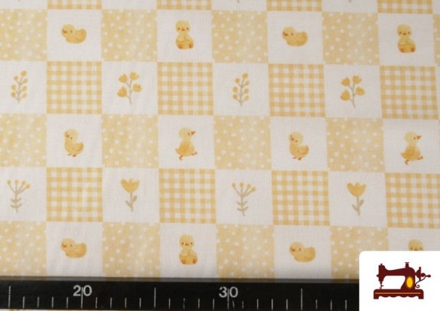 Acheter en ligne Tissu en Coton Motifs Petits Canards Jaunes Bébé Enfant