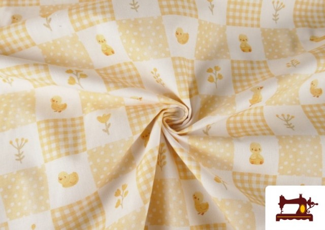 Vente en ligne de Tissu en Coton Motifs Petits Canards Jaunes Bébé Enfant