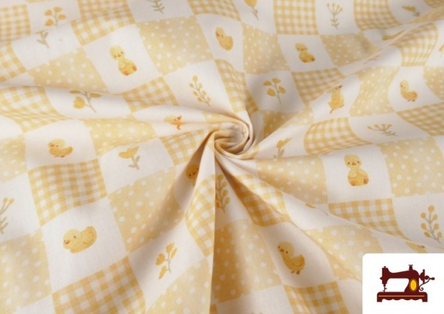 Tissu en Coton Motifs Petits Canards Jaunes Bébé Enfant