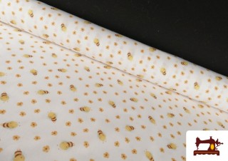 Acheter Tissu en Coton Dessins Enfantins Motif Abeilles et Fleurs
