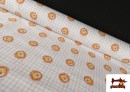 Tissu en Coton Vichy Gris Avec Dessins de Lions Enfant
