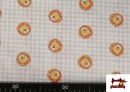 Acheter en ligne Tissu en Coton Vichy Gris Avec Dessins de Lions Enfant
