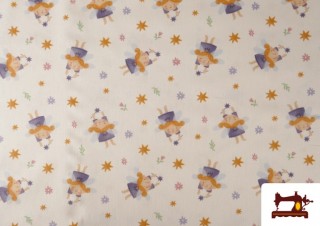 Tissu en Coton Dessins Fées Amusantes Enfant