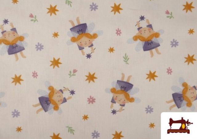 Vente de Tissu en Coton Dessins Fées Amusantes Enfant