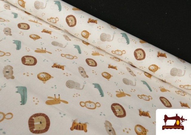 Tissu en Coton Dessins Enfants Animaux Amusants