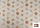 Acheter Tissu en Coton Dessins Enfants Animaux Amusants