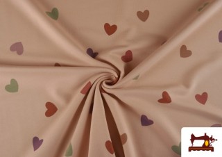 Acheter en ligne Tissu Sweat French Terry Imprimé Coeurs