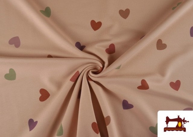 Acheter en ligne Tissu Sweat French Terry Imprimé Coeurs