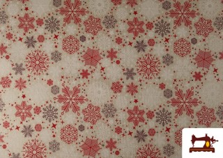 Tissu Loneta Flocons de Neige Largeur 140 cm