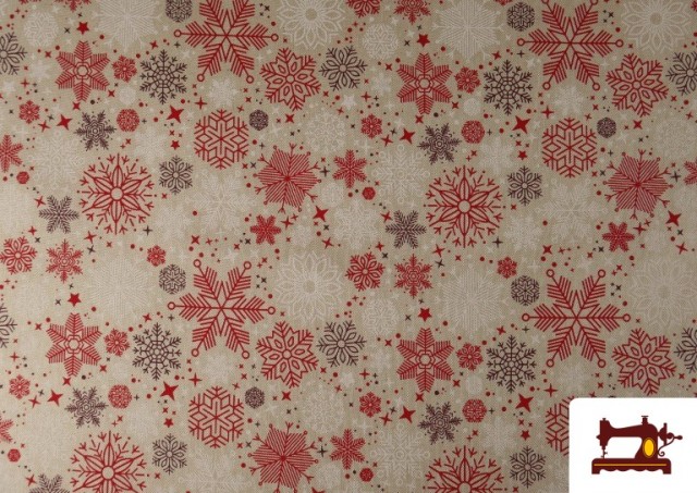 Tissu Loneta Flocons de Neige Largeur 140 cm