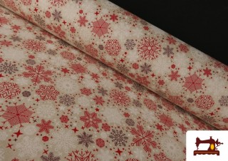 Acheter Tissu Loneta Flocons de Neige Largeur 140 cm