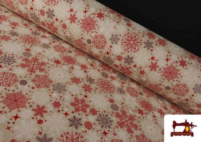 Acheter Tissu Loneta Flocons de Neige Largeur 140 cm