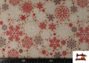 Acheter en ligne Tissu Loneta Flocons de Neige Largeur 140 cm